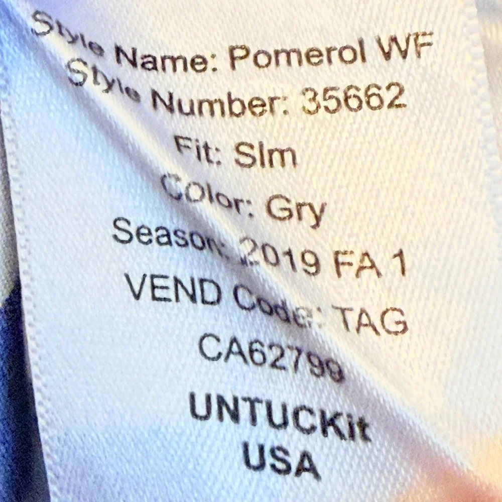 UNTUCKit Pomerol Slim Fit Blue Gray‎ Check Button Down Shirt Medium